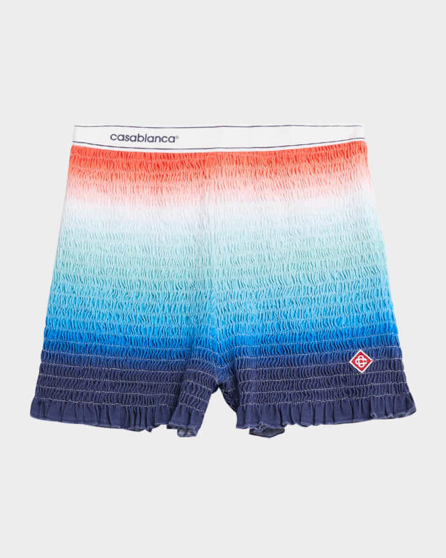 Logo-Band Gradient Shirred Shorts